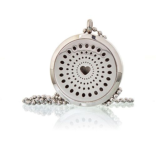 Collier Diffuseur d'Huiles Essentielles – Cœur à Diamants 30mm