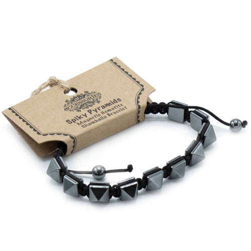 Bracelet Shamballa Magnétique en Hématite – Perles Pyramides à Pointes