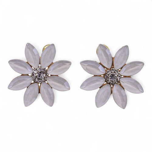 Boucles d'Oreilles Perle & Verre Vintage – Fleurs