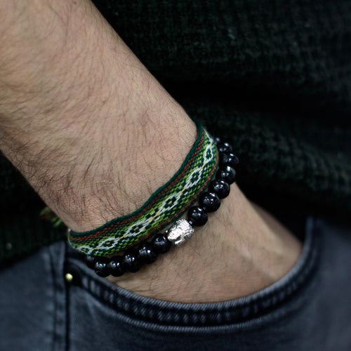 Bracelet Élastique Perles Bois Foncé & Bouddha