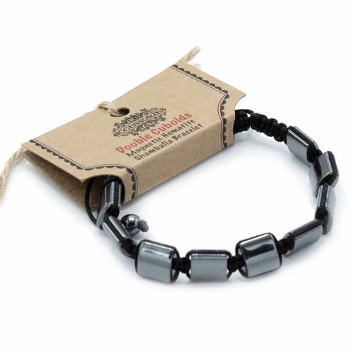 Bracelet Shamballa Magnétique en Hématite – Perles Cuboïdes Doubles