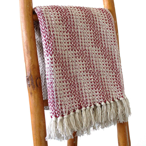 Plaid Bohème en Coton – Bicolore Rouge Rubis
