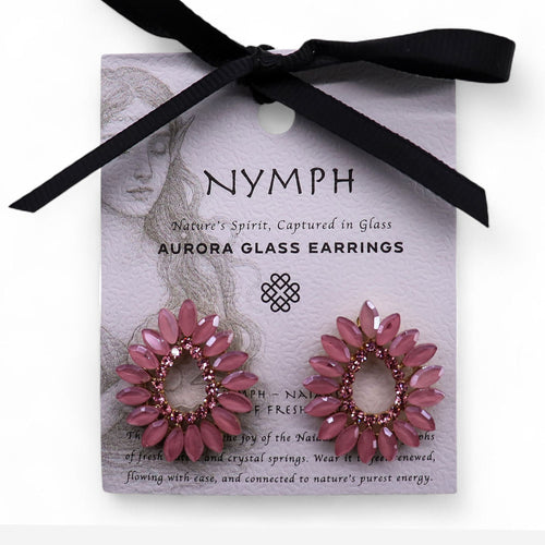 Boucles d'Oreilles Verre Vintage Rose Poudré – Anneau