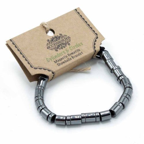 Bracelet Shamballa Magnétique en Hématite – Perles Cylindres & Cercles