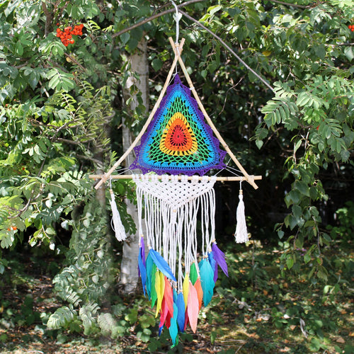 Attrape-Rêves Balinais Pyramide Multicolore – Grand Format