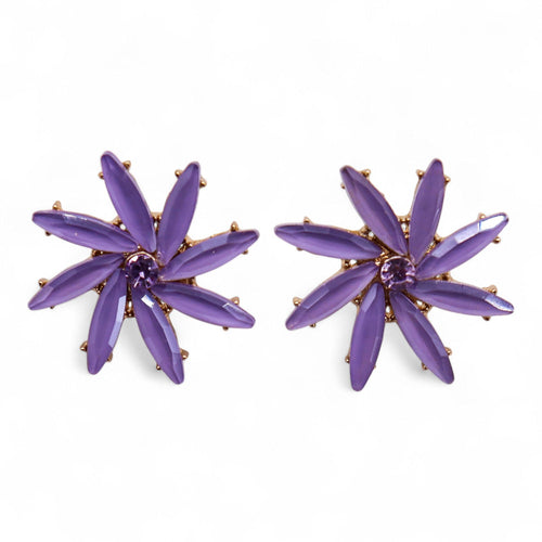 Boucles d'Oreilles Verre Vintage Lavande – Fleurs