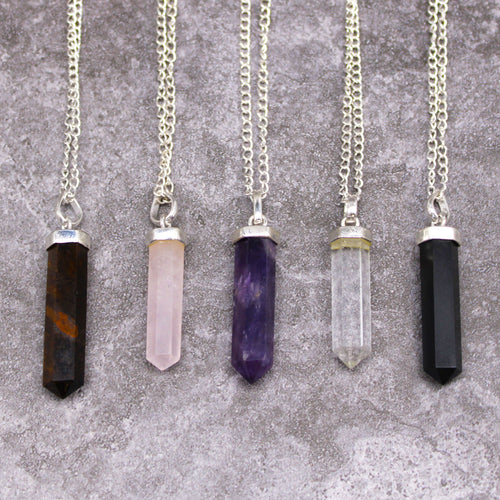 Pendentif Pointe de Pierre Classique – Quartz Rose