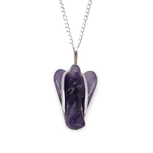 Pendentif Ange Gardien en Pierre Naturelle – Améthyste