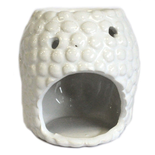 Brûle-Parfum Bouddha en Céramique – Blanc