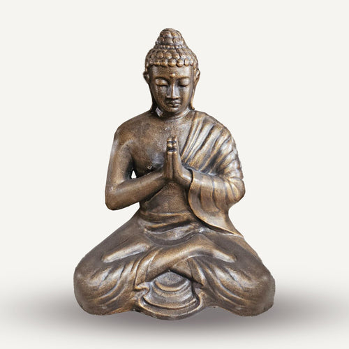 Statue de Bouddha XXL en Prière – Finition Or Antique – 1,2 m