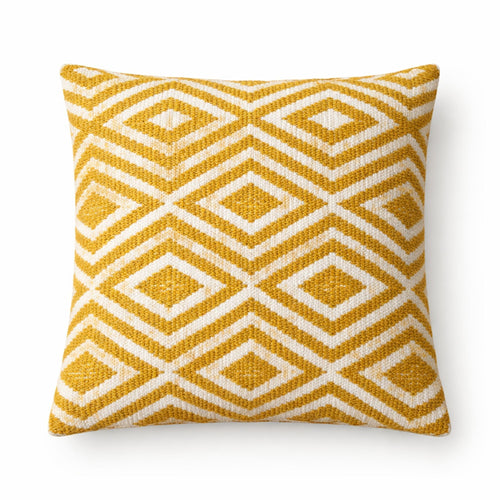 Housse de Coussin en Coton Indien – Losanges Moutarde 45x45 cm