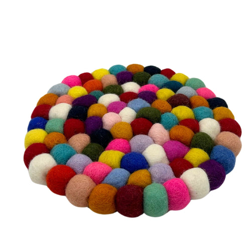 Set de Table Rond en Perles de Feutre – Multicolore 20 cm