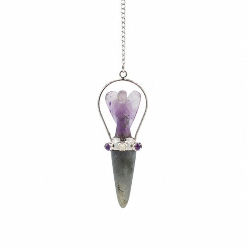 Pendule Ange Améthyste & Labradorite – Bande Chakra