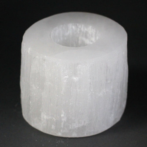 Bougeoir Cylindre en Sélénite – 8 cm