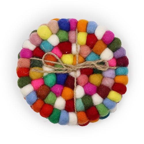 Dessous de Verre Ronds en Perles de Feutre – Multicolore (lot de 4)