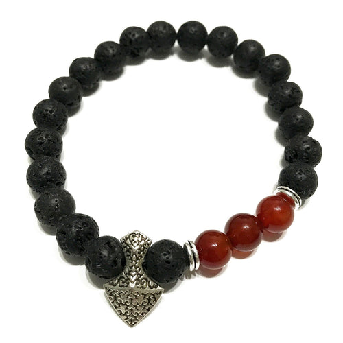 Bracelet en Pierre de Lave – Hache Cornaline