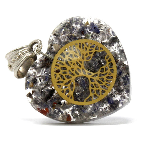 Pendentif orgonite — Cœur Arbre de Vie