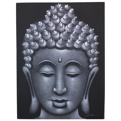 Tableau Bouddha Finition Sable Gris