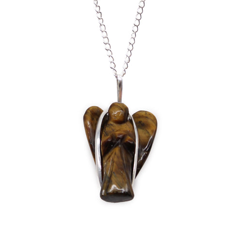 Pendentif Ange Gardien en Pierre Naturelle – Œil de Tigre