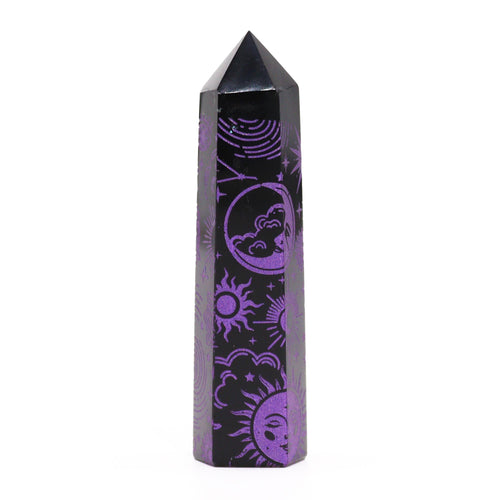 Pointe d'Obsidienne Noire – Reflet Violet Profond (~60-70 g, 9 cm)