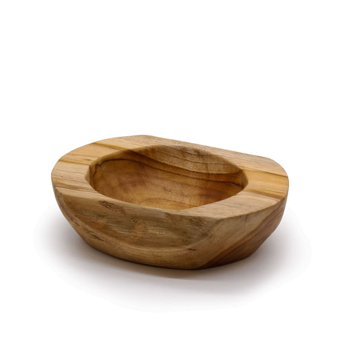 Grand Bol en Bois de Teck Forme Naturelle - 25 x 7 cm