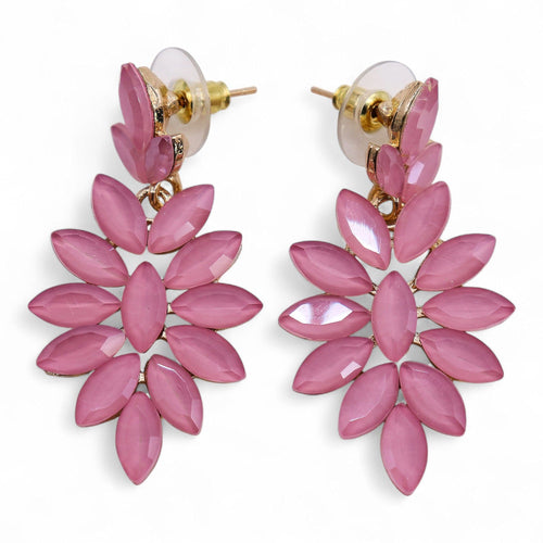 Boucles d'Oreilles Verre Vintage Rose Poudré – Pendantes