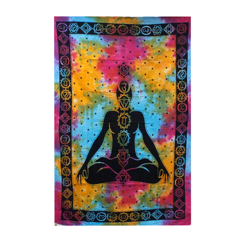 Tenture Murale & Couvre-lit Coton – Bouddha 7 Chakras 130 x 200 cm
