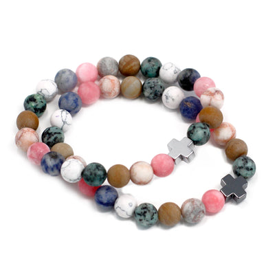 Bracelets en Pierres Naturelles (Lot de 2) – Harmony, Pierres Arc-en-Ciel