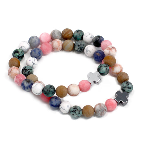 Bracelets en Pierres Naturelles (Lot de 2) – Harmony, Pierres Arc-en-Ciel
