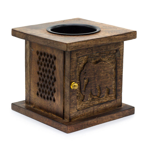 Grand brûle-parfum en bois de manguier - Éléphant