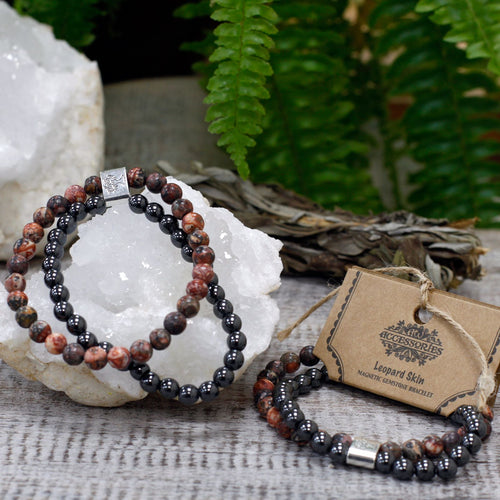 Bracelet Magnétique en Pierres Naturelles – Jaspe Léopard