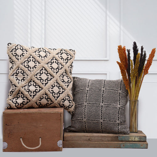 Housse de Coussin en Coton Chevrons Gris – 40 x 40 cm