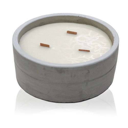 Bougie en Béton Mèche en Bois Grand Format – Vanille Infusée & Orange