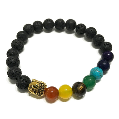 Bracelet en Pierre de Lave – Bouddha Chakra