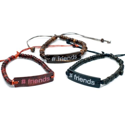 Bracelet Jonc en Noix de Coco – Slogan #Friends