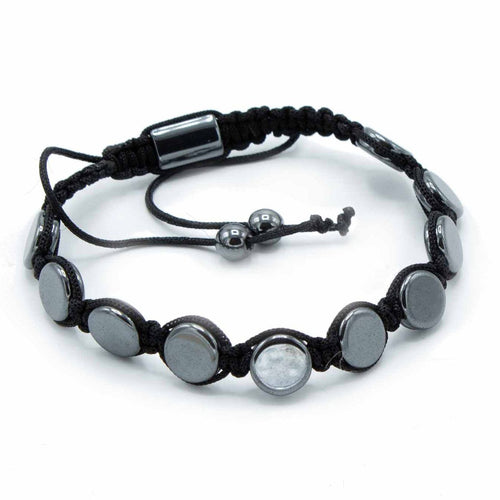 Bracelet Shamballa Magnétique en Hématite – Perles Plates Rondes