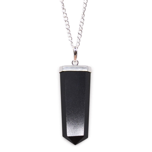 Pendentif Pointe de Pierre Crayon Plat – Agate Noire