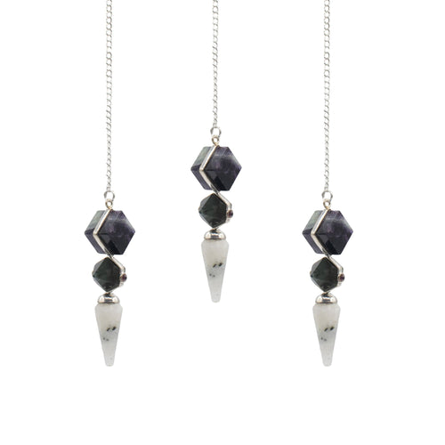 Pendule Fluorite, Labradorite & Pierre de Lune – 3 Pierres