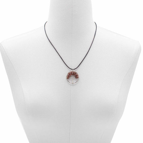 Pendentif Arbre de Vie en Jaspe Rouge