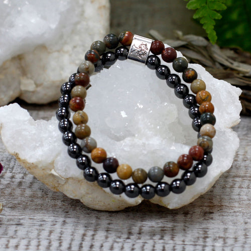 Bracelet Magnétique en Pierres Naturelles – Jaspe Picasso