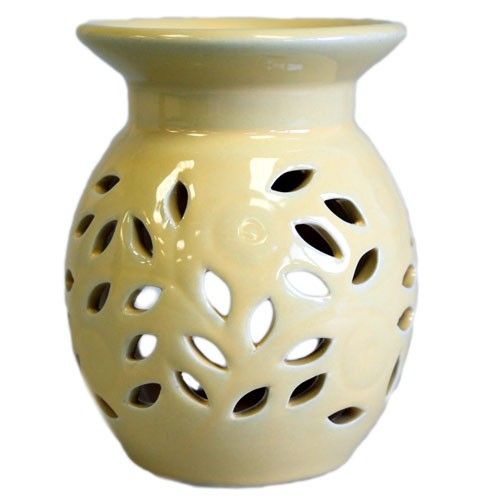 Brûle-Parfum Floral en Céramique – Orange