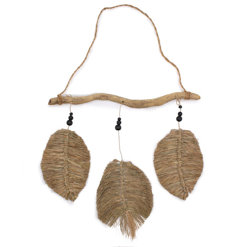 Tenture Murale Trio Feuilles de Raphia 46 x 53 cm