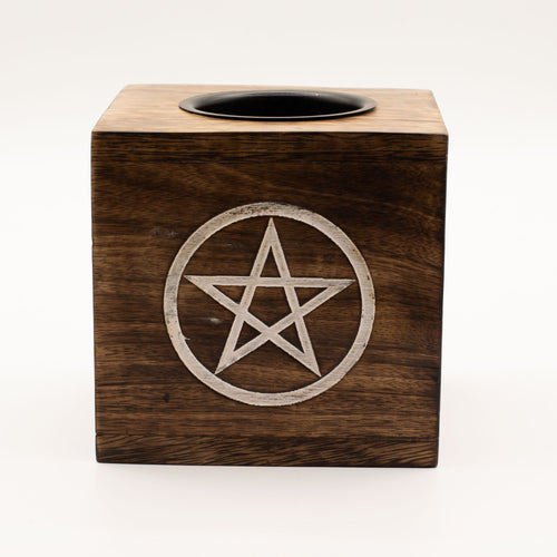 Grand Brûle-Parfum Carré en Bois de Manguier - Pentagone