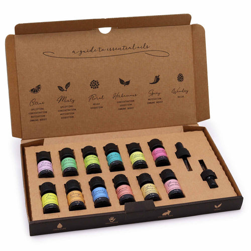 Coffret d'Huiles Essentielles d'Aromathérapie - Les 12 Incontournables