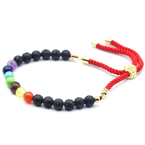 Bracelet en Pierres Naturelles Royal Plaqué Or 18K – Pierre de Lave Chakra