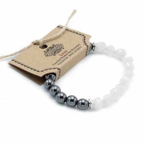 Bracelet Magnétique en Pierres Naturelles Facettées – Quartz Rose