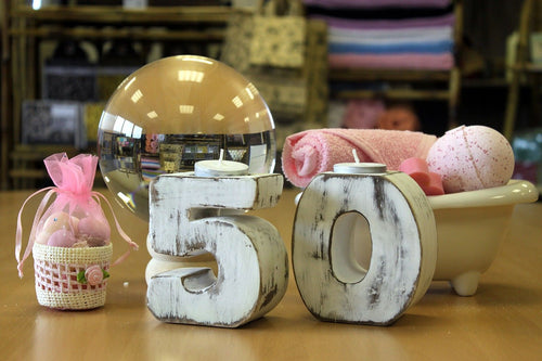 Chiffre d'Anniversaire en Bois N°5 – Bougeoir Chauffe-Plat