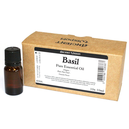 Huile Essentielle Basilic 10 ml – Lot de 10 Non Étiquetées