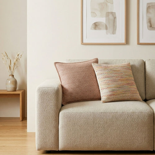 Housse de Coussin en Coton Indien – Carrés Bordeaux 45x45 cm