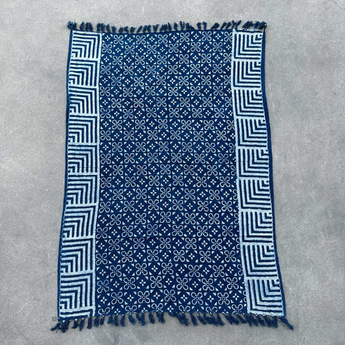 Jeté de Canapé Indigo en Coton Motif Carreaux – 170 x 120 cm